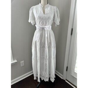 Gretchen Scott White Eyelet Magnifico Maxi Dress Size XS EUC Retail $200